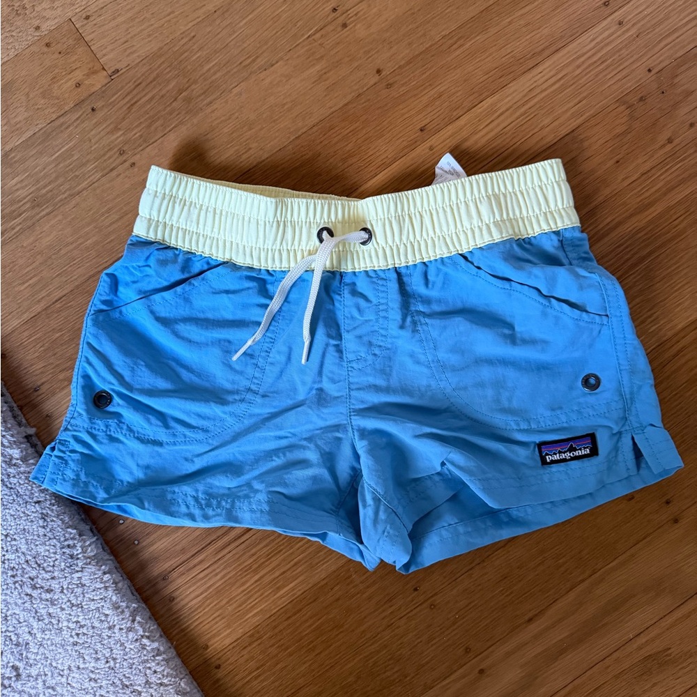 Patagonia Kids Swim Shorts | NWOT | Blue & Yellow | Size S (7–8)